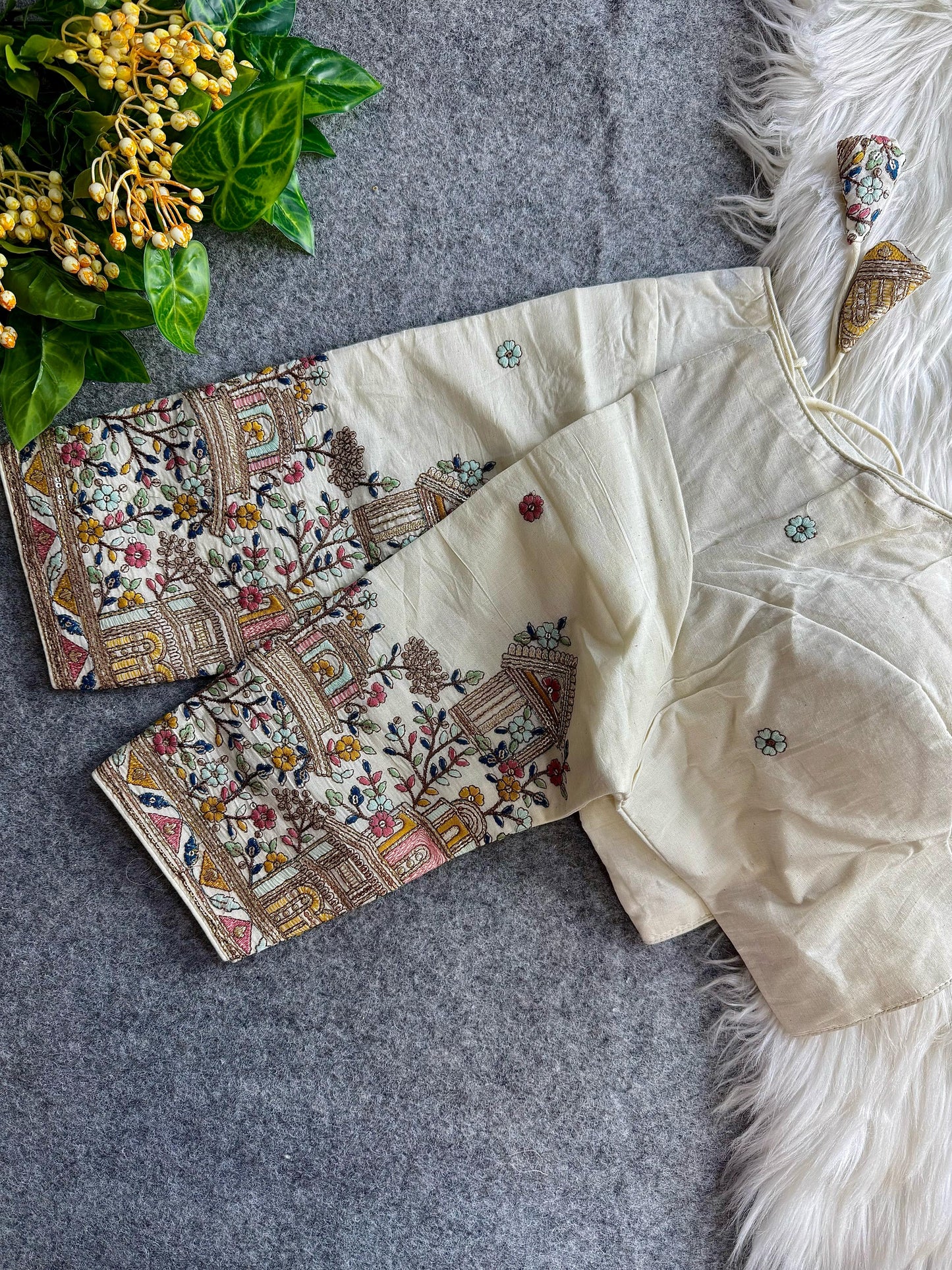 Khadi Cotton Embroidered Blouse