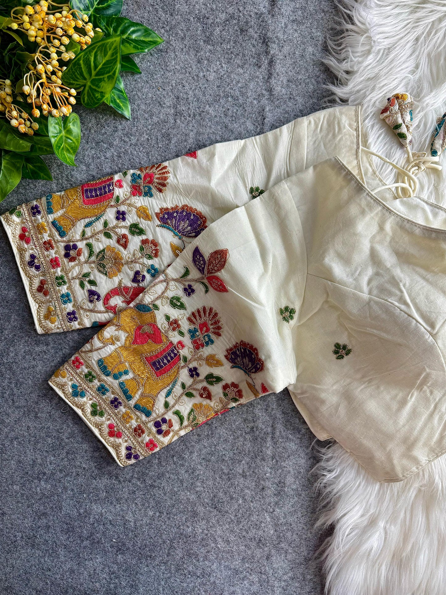 Khadi Cotton Embroidered Blouse