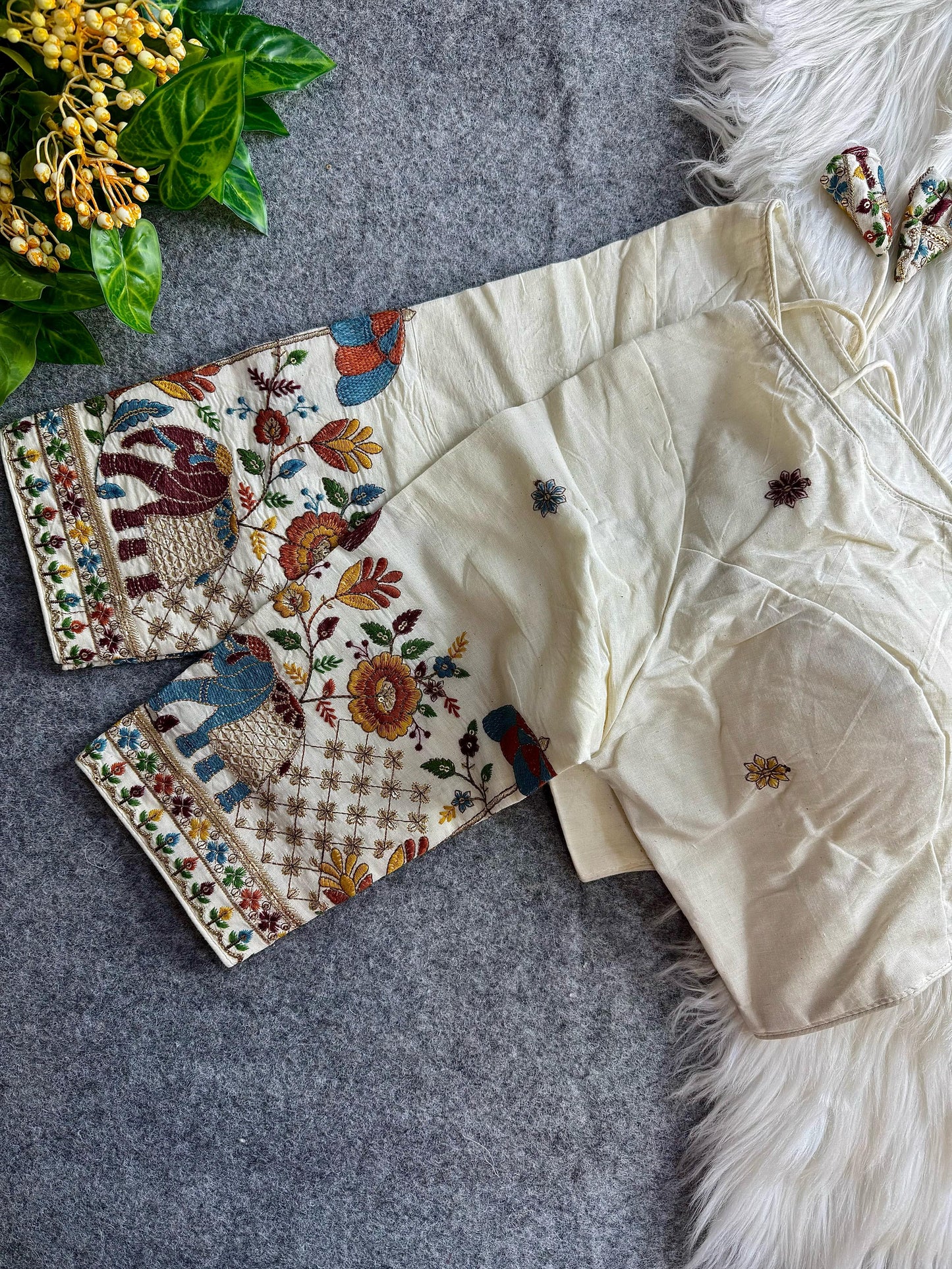 Khadi Cotton Embroidered Blouse