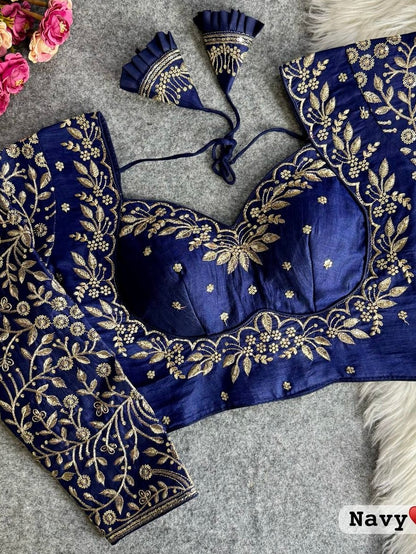 Royal mumtaz style long Sleeves Bridal Blouse Navy Free Size