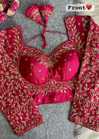 Royal mumtaz style long Sleeves Bridal Blouse Rani Free Size