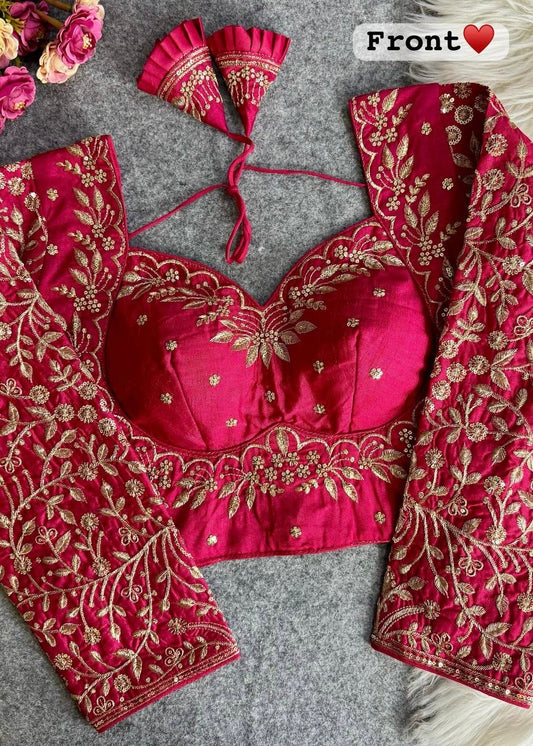 Royal mumtaz style long Sleeves Bridal Blouse Rani Free Size