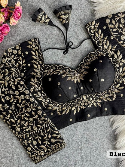 Royal mumtaz style long Sleeves Bridal Blouse Black Free Size