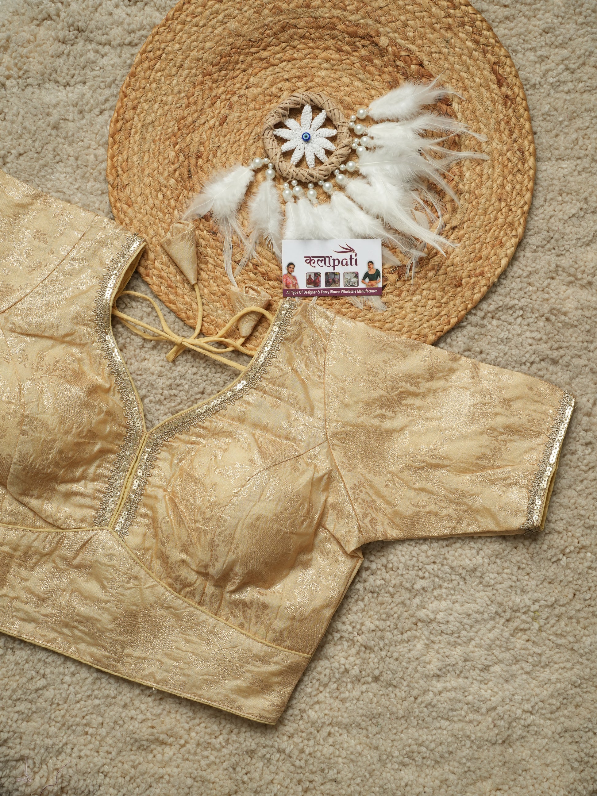Dola silk readymade blouse Cream Free Size