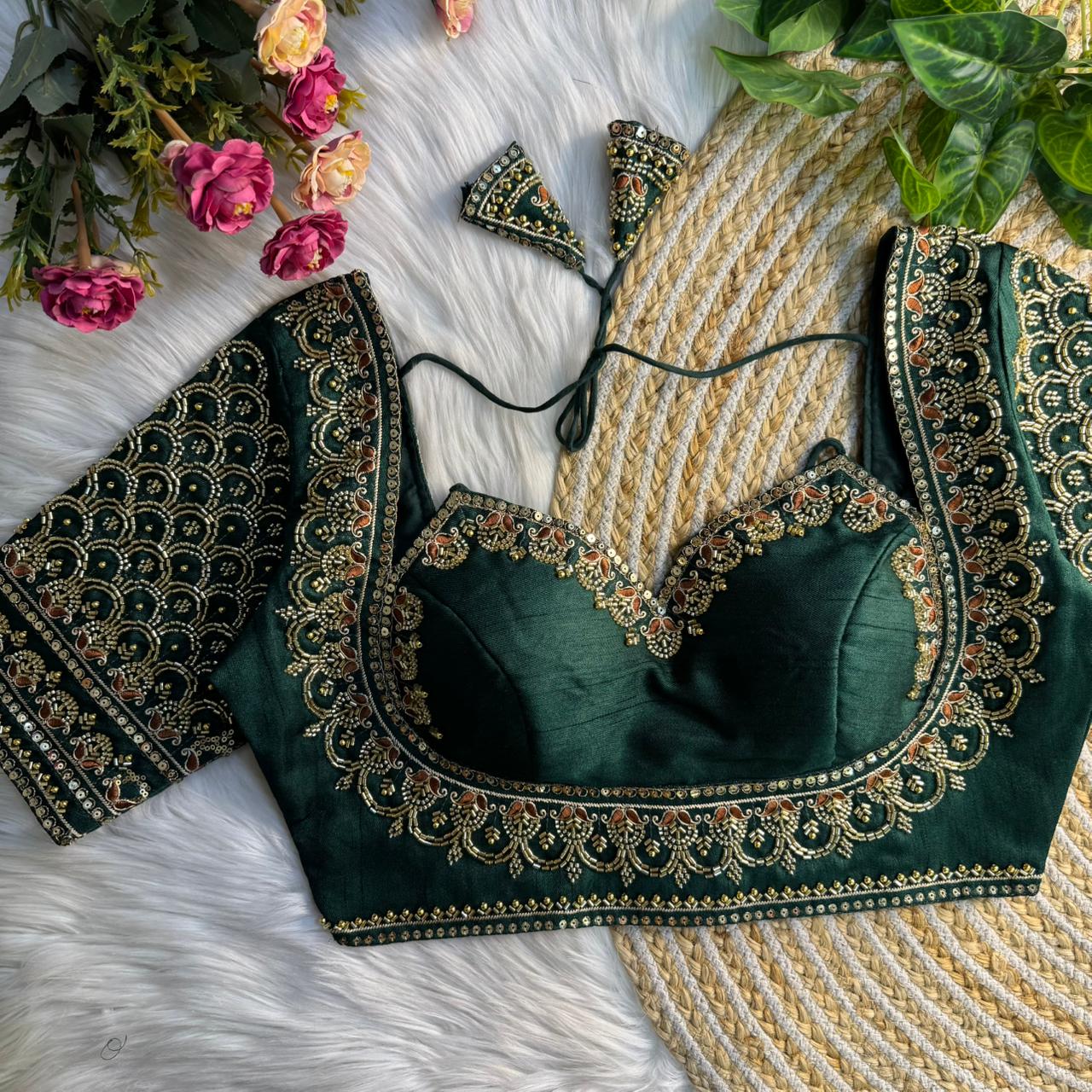 Masaba style beads work Bridal Blouse