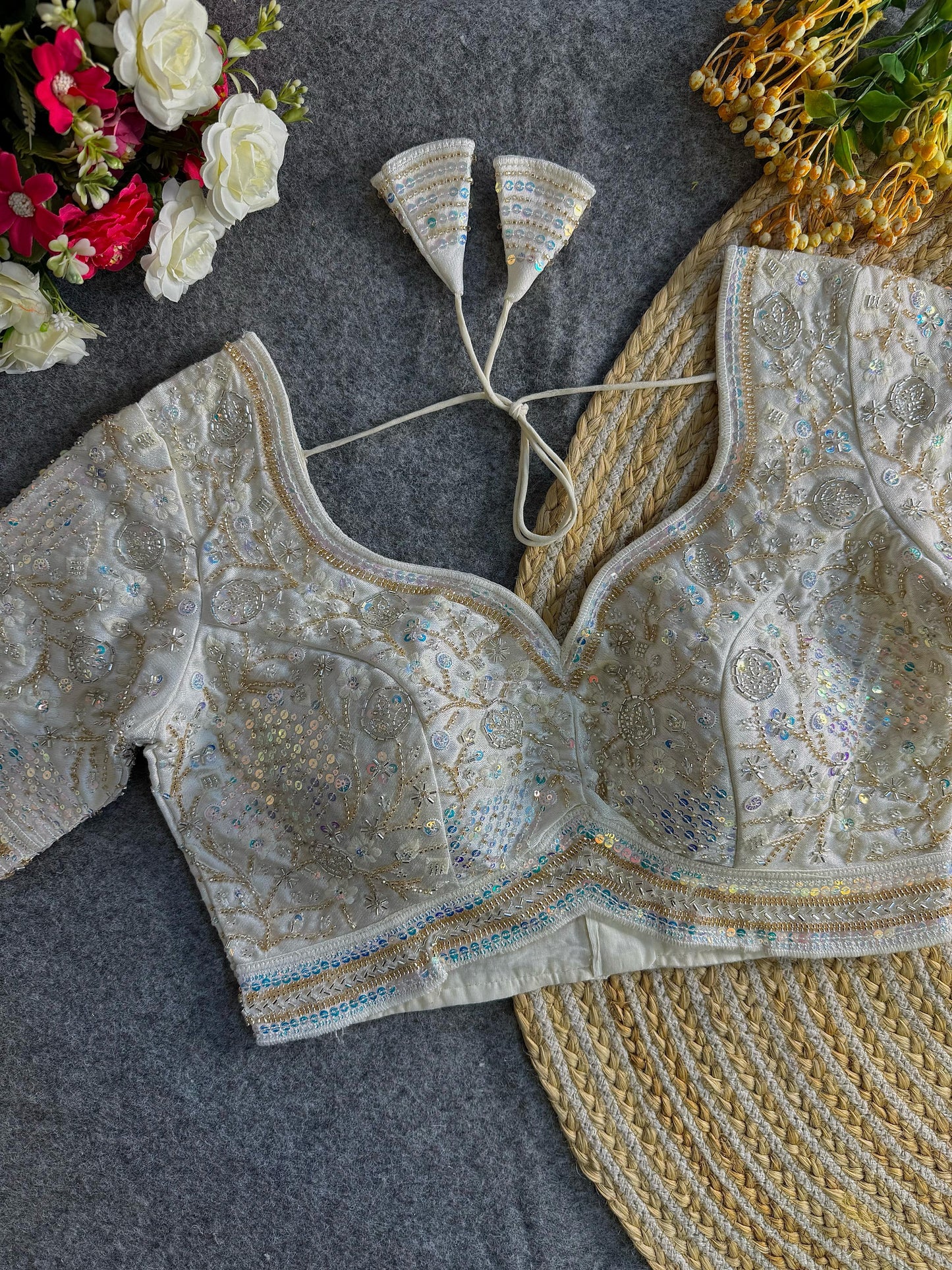Heavy Stars & Beads Work Bridal Blouse