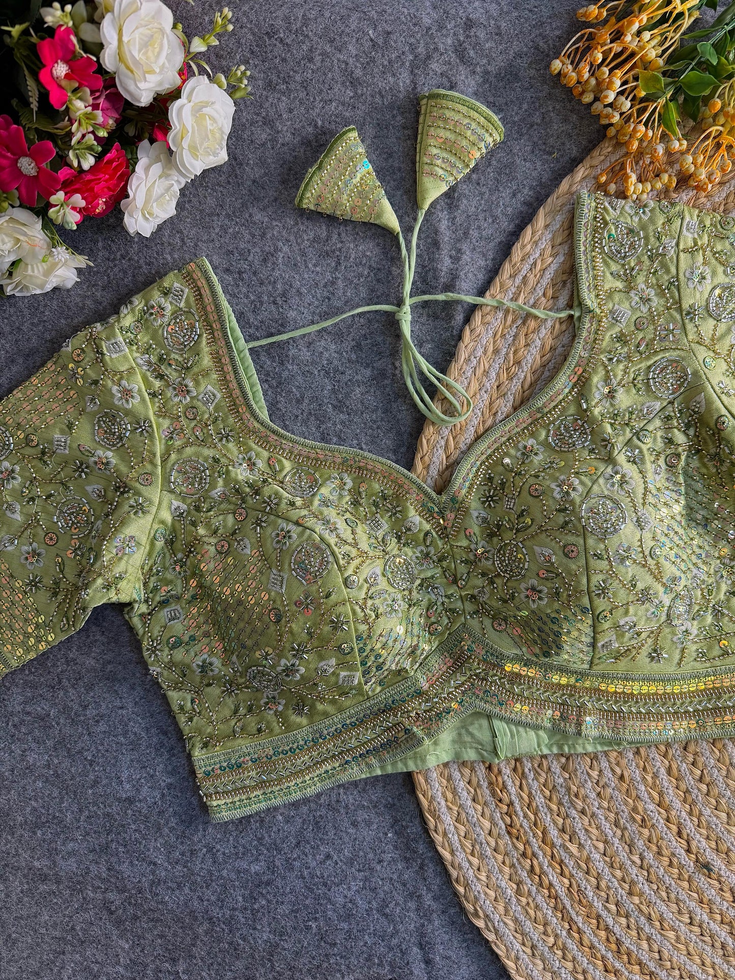 Heavy Stars & Beads Work Bridal Blouse