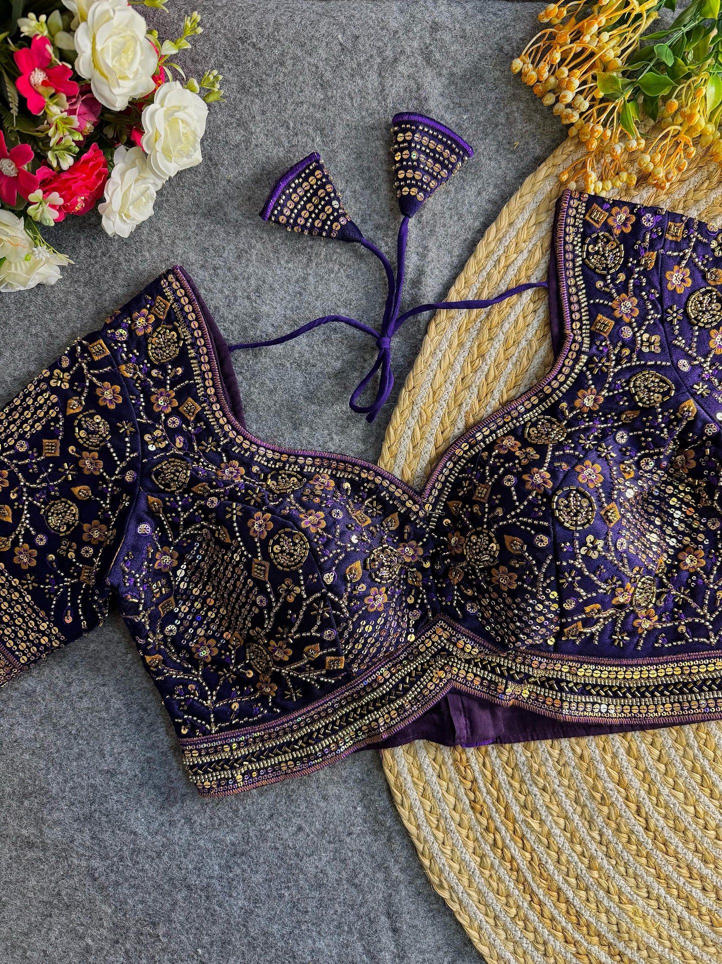 Heavy Stars & Beads Work Bridal Blouse