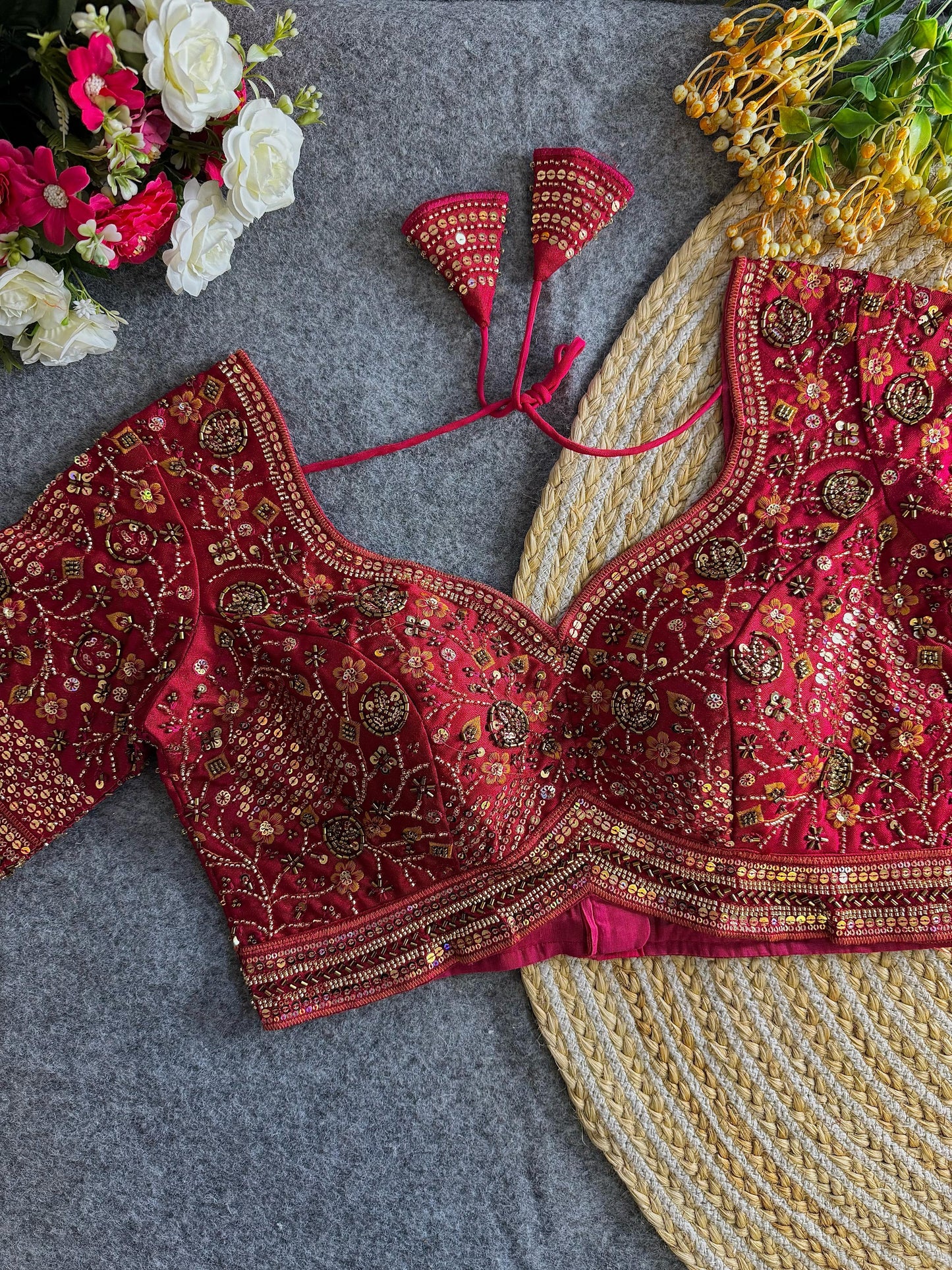 Heavy Stars & Beads Work Bridal Blouse