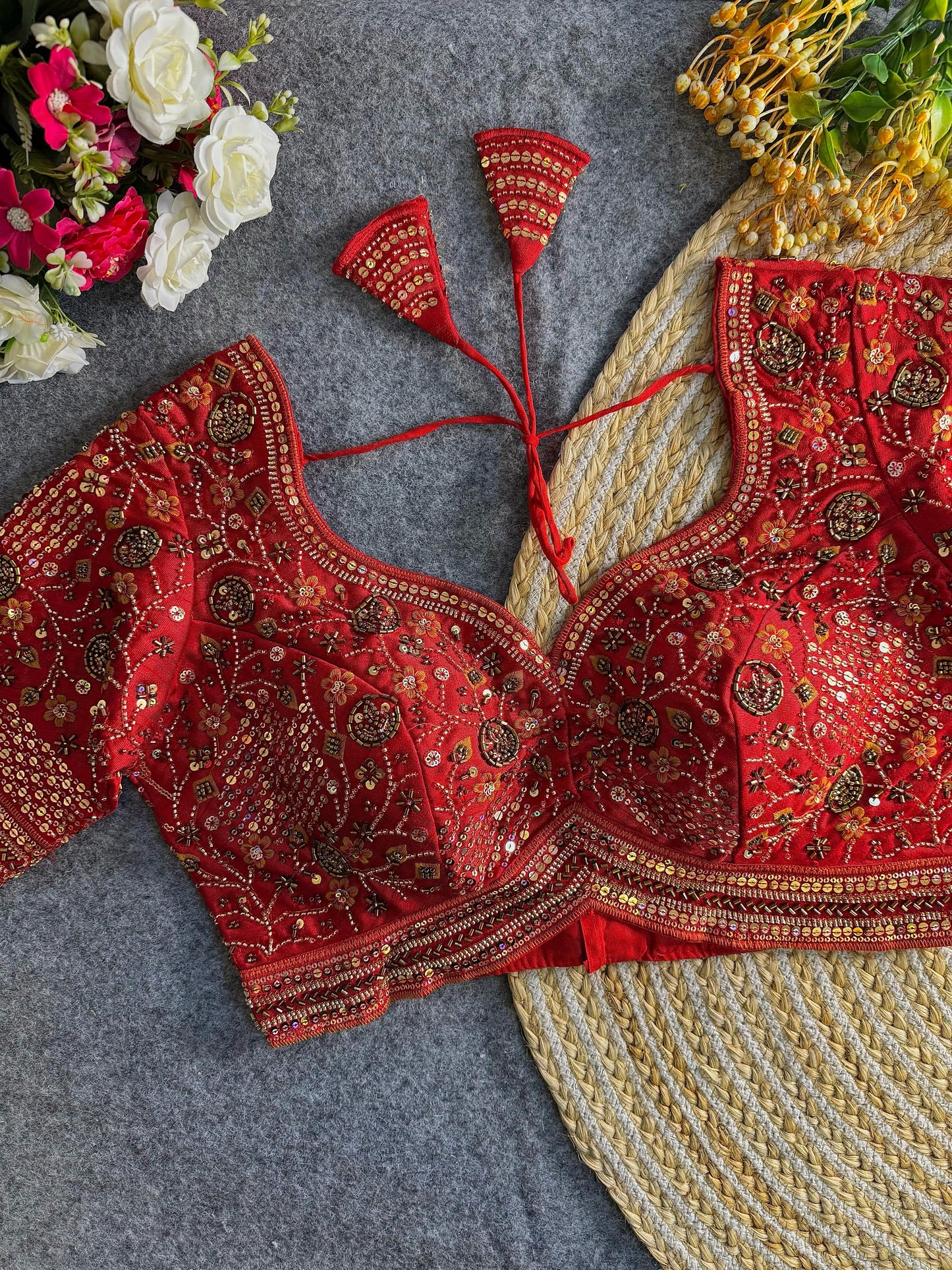 Heavy Stars & Beads Work Bridal Blouse