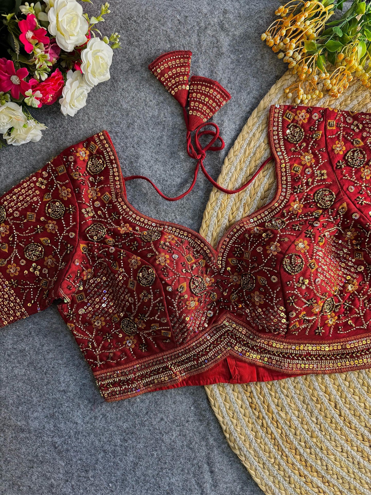 Heavy Stars & Beads Work Bridal Blouse