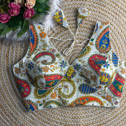 Royal Designer Long Neck Heavy Position Work Blouse