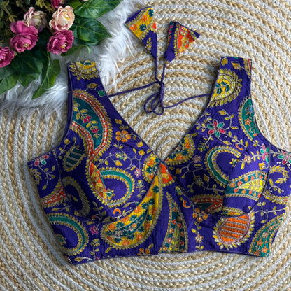 heavy bridal madhubala style blouse, pure italian silk readymade blouse, red designer bridal blouse back open, zari coding sequence blouse India, premium padded bridal blouse, premium readymade blouse online India, heavy bridal blouse designer, Madhubala style blouse, pure silk readymade blouse, zari sequence blouse online, luxury partywear blouse India,