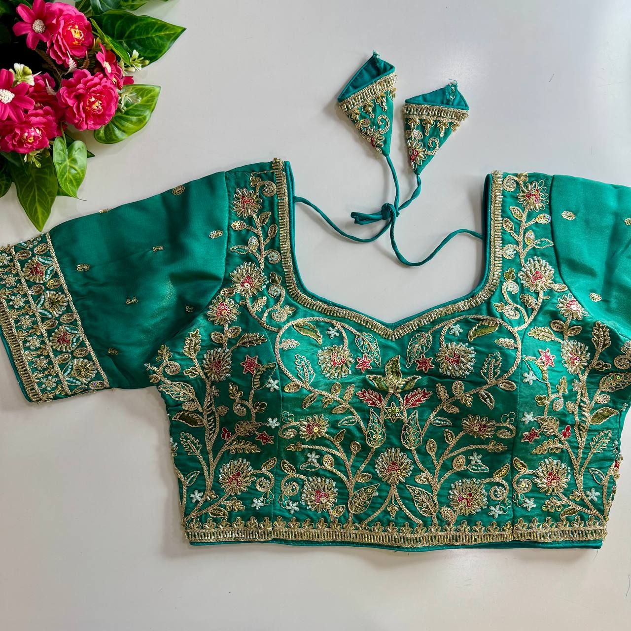Heavy Stars & Beads Work Bridal Blouse Rama Free Size