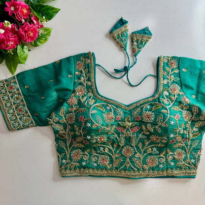 Heavy Stars & Beads Work Bridal Blouse Rama Free Size